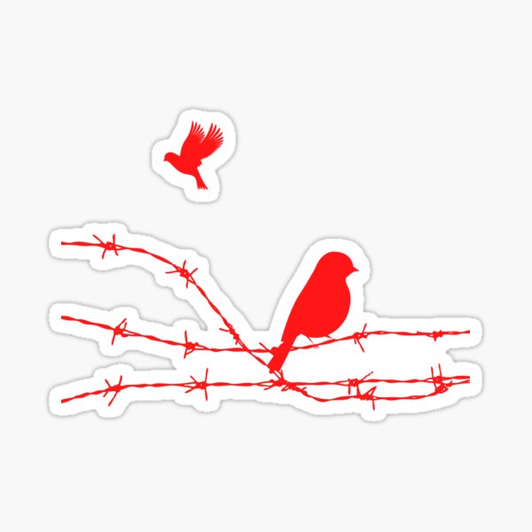 Item preview, Bird on barbed wire red  designed and sold by chihuahuashower.