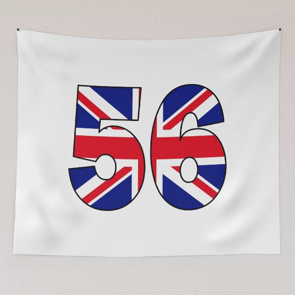 Item preview, Number 56 with UK flag on the background designed and sold by AllShirts21.