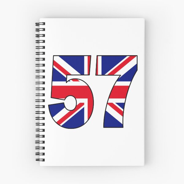 Item preview, Number 57 with UK flag on the background designed and sold by AllShirts21.