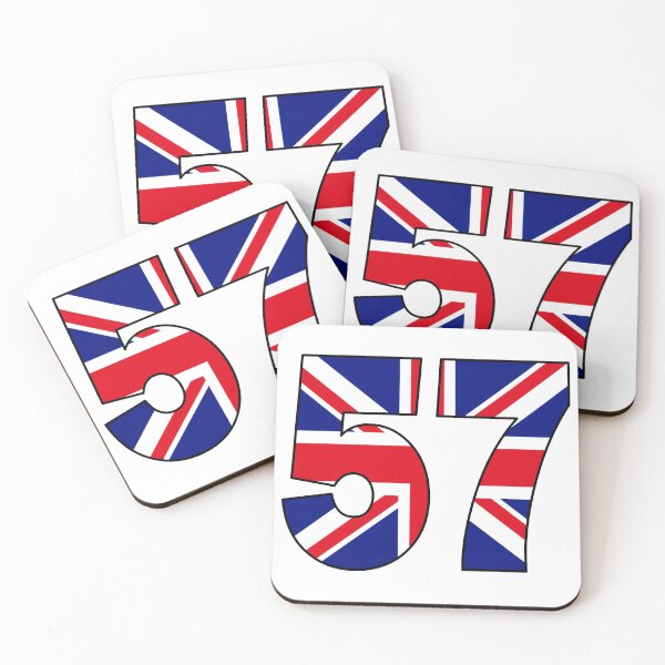 Item preview, Number 57 with UK flag on the background designed and sold by AllShirts21.