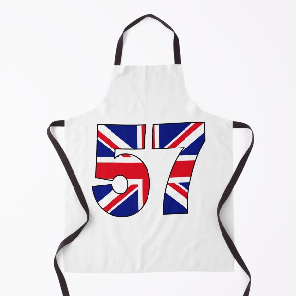 Item preview, Number 57 with UK flag on the background designed and sold by AllShirts21.