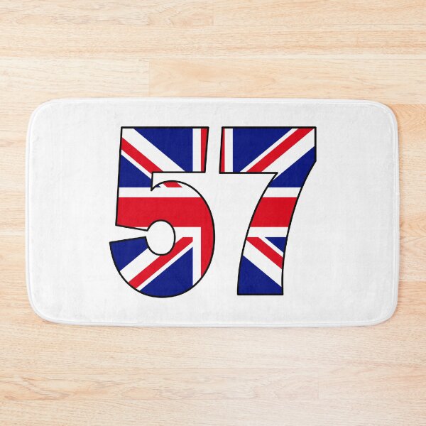 Item preview, Number 57 with UK flag on the background designed and sold by AllShirts21.