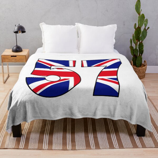 Item preview, Number 57 with UK flag on the background designed and sold by AllShirts21.