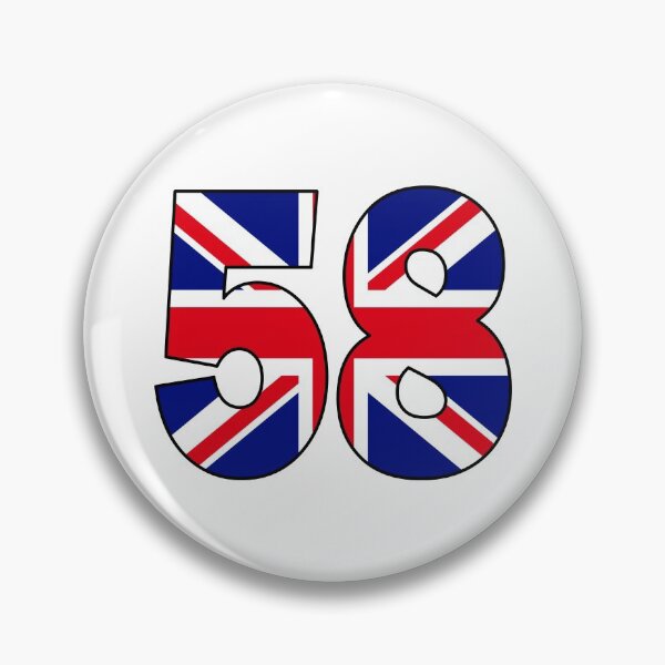 Item preview, Number 58 with UK flag on the background designed and sold by AllShirts21.