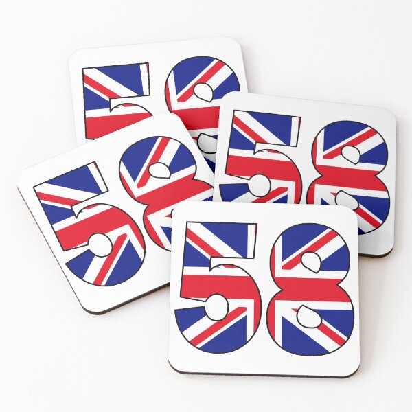 Item preview, Number 58 with UK flag on the background designed and sold by AllShirts21.