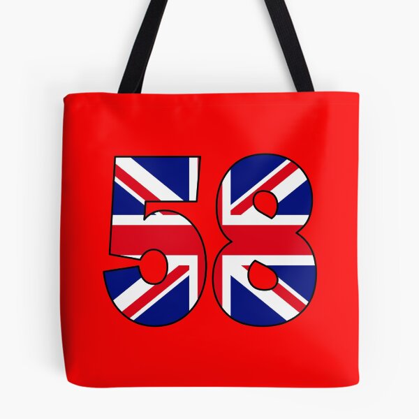 Item preview, Number 58 with UK flag on the background designed and sold by AllShirts21.