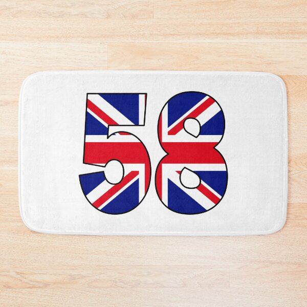 Item preview, Number 58 with UK flag on the background designed and sold by AllShirts21.