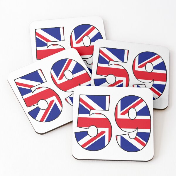 Item preview, Number 59 with UK flag on the background designed and sold by AllShirts21.