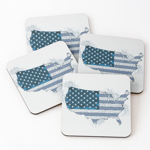 Item preview, Vintage USA Map with American Flag Blue Abstract  designed and sold by Naumovski.