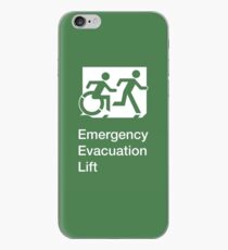 Emergency Evacuation Lift Sign, Right Hand, with the Accessible Means of Egress Icon and Running Man, part of the Accessible Exit Sign Project iPhone Case
