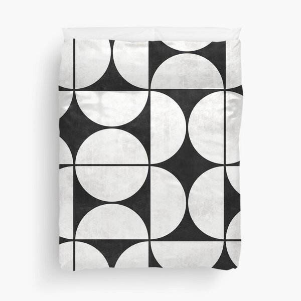Mid-Century Modern Pattern No.2 - Black and White Concrete Duvet Cover