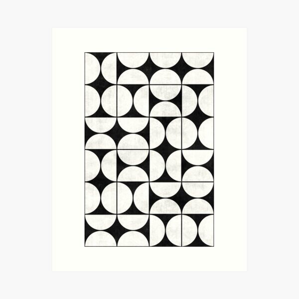 Modèle moderne du milieu du siècle n ° 2 - Béton noir et blanc Impression artistique