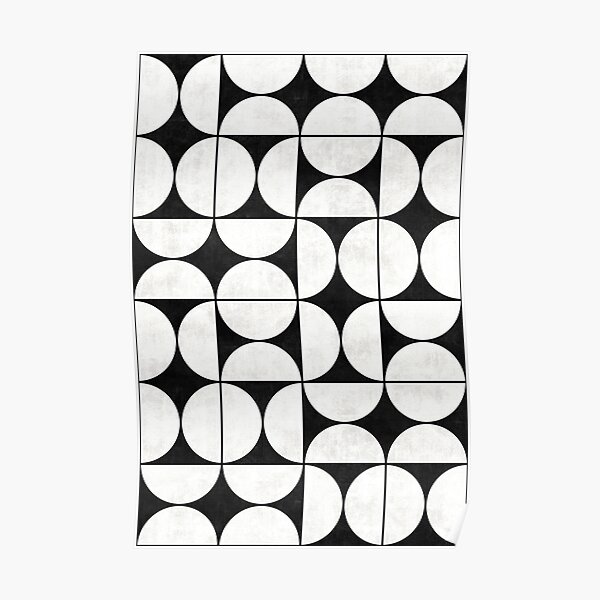 Mid-Century Modern Pattern No.2 - Black and White Concrete Poster