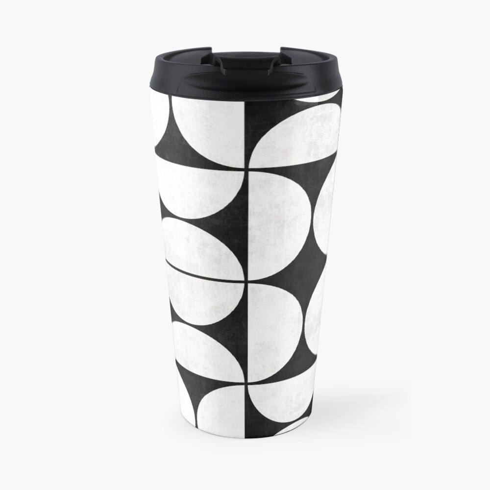 Mug isotherme « Modèle moderne du milieu du siècle n ° 2 - Béton noir et blanc»