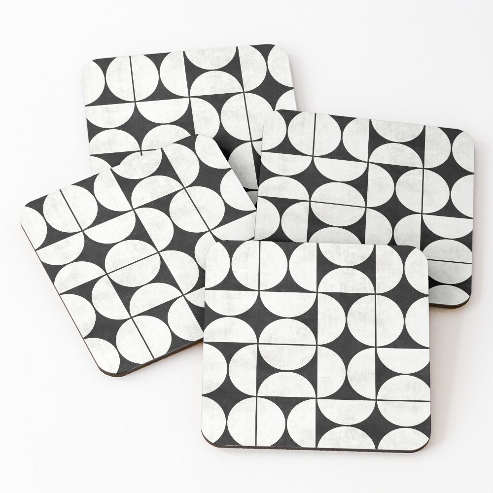 Mid-Century Modern Pattern No.2 - Black and White Concrete | Coasters (Set  of 4)