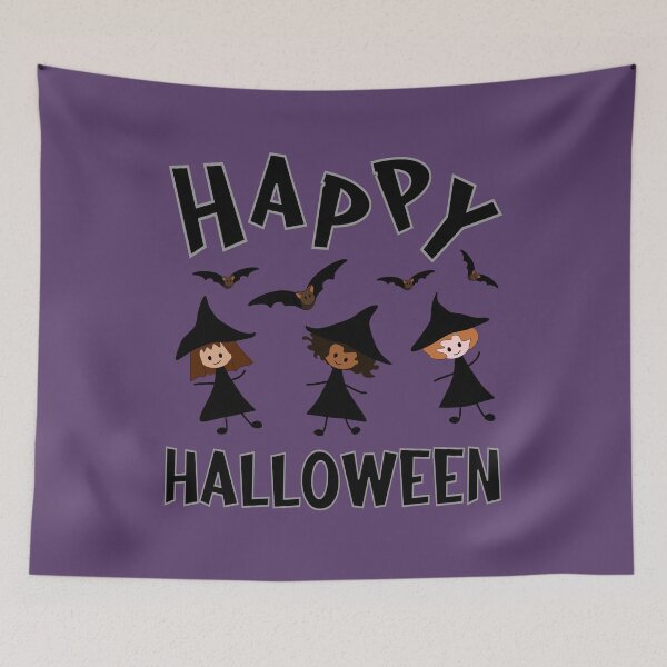 Item preview, Happy Halloween - Cute Witch Girls and Bats designed and sold by nutmegfairy.