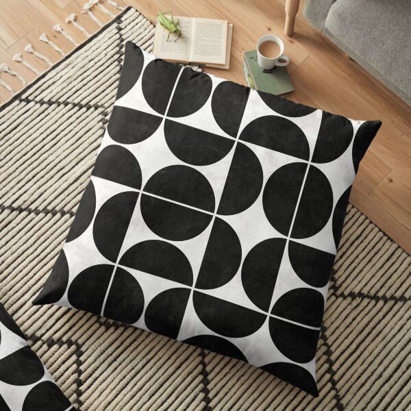Mid-Century Modern Pattern No.3 - Black and White Concrete Floor Pillow