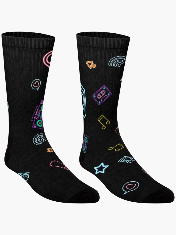 Thumbnail 3 of 5, Socks, Random Neon Pattern designed and sold by Rohith Augustine.