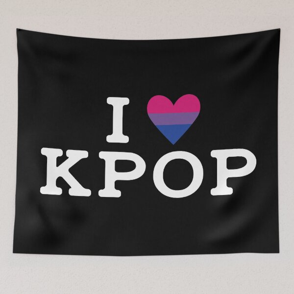 Item preview, I LOVE KPOP Bi Bisexual Flag Pride LGBTQ+ CUTE Quote designed and sold by SugarSaint.