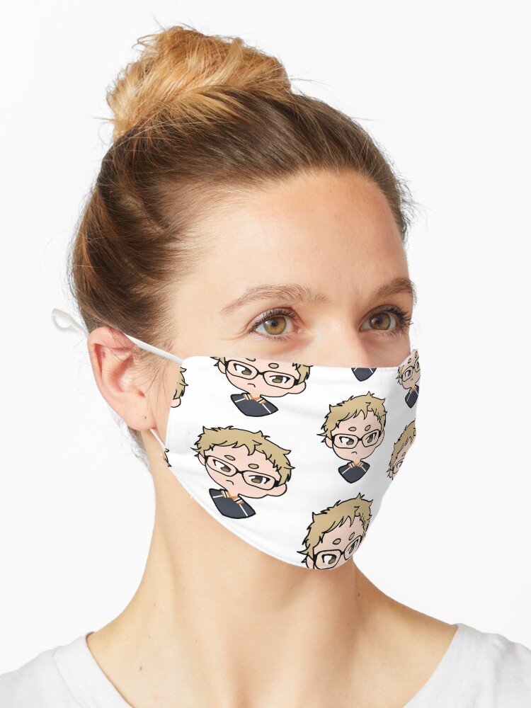 Anime Haikyuu Tsukishima Kei Fanart Niedlichen Chibi Maske Von Fropppyyy Redbubble