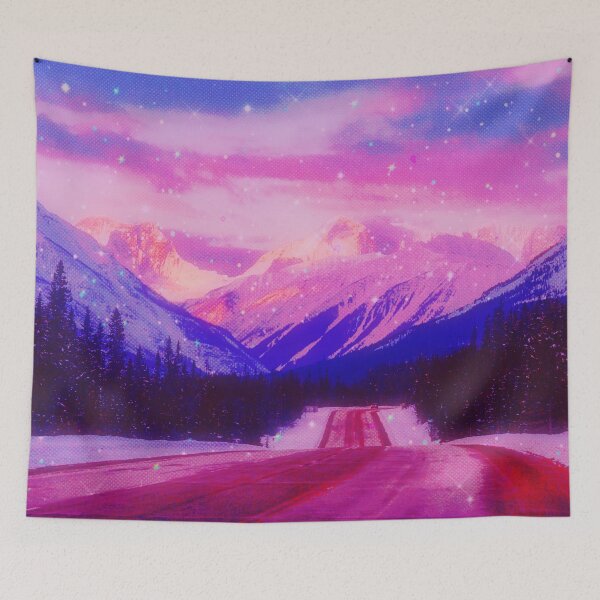 Item preview, Pink lofi mountain range  designed and sold by WanderAesthetic.