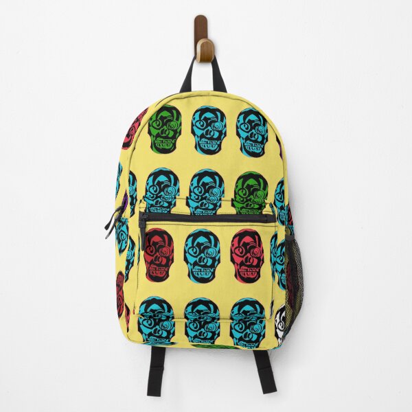 Item preview, A Crowd of Important Skulls, Colorful fashion pattern of geometric skulls on light yellow background designed and sold by BDLVandFriends.