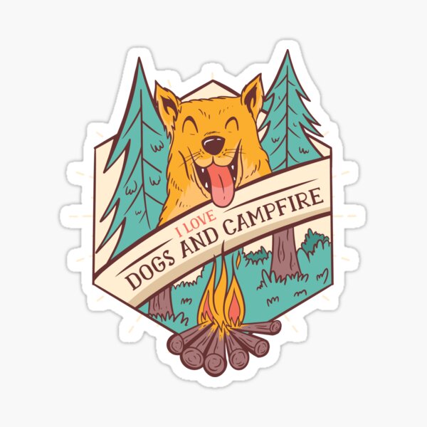 I love Dogs And Campfire Design Sticker