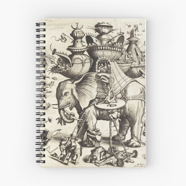 Item preview, HIERONYMUS BOSCH BESTIARY, SIEGE OF THE ELEPHANT Black White  War Scene designed and sold by BulganLumini.