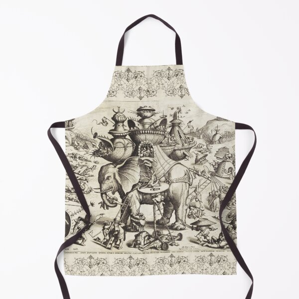 Item preview, HIERONYMUS BOSCH BESTIARY, SIEGE OF THE ELEPHANT Black White War Scene designed and sold by BulganLumini.