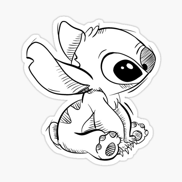 Premium Vector  Sticker of a stitch sitting on a grass and white