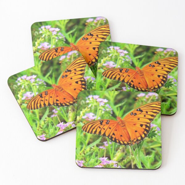 Orange Butterfly Windows From Heaven Coasters (Set of 4)