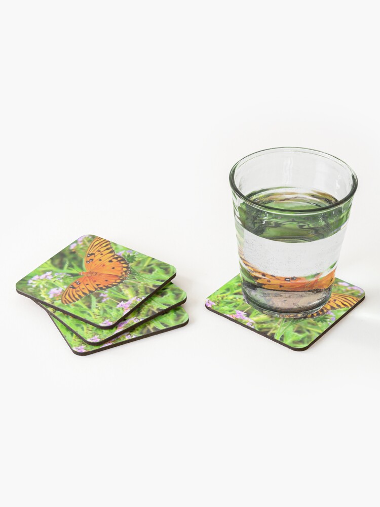 Alternate view of Orange Butterfly Windows From Heaven Coasters (Set of 4)
