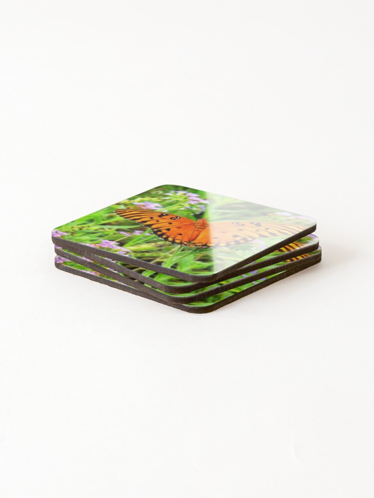 Alternate view of Orange Butterfly Windows From Heaven Coasters (Set of 4)