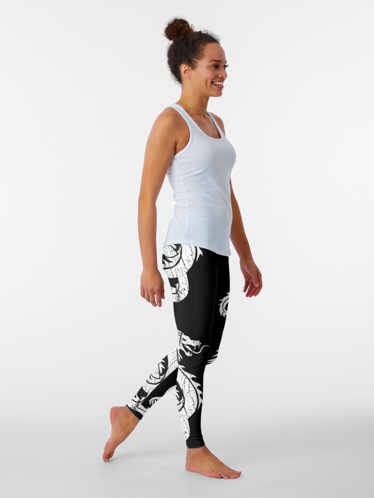 Legendary Animals Black Chinese Dragon Leggings for Sale by