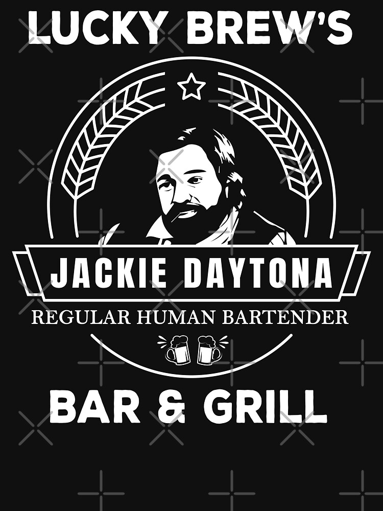 Aperçu 3 sur 3. T-shirt baseball manches ¾ avec l'œuvre Jackie Daytona - T-shirt Lucky Brew's Bar and Grill - Ce que nous faisons dans l'ombre créée et vendue par silverhexagon.