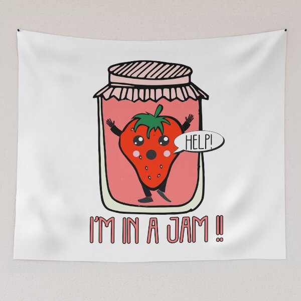 Item preview, Help I'm in a Jam Strawberry Jam Pun Meme Funny designed and sold by funnytshirtemp.