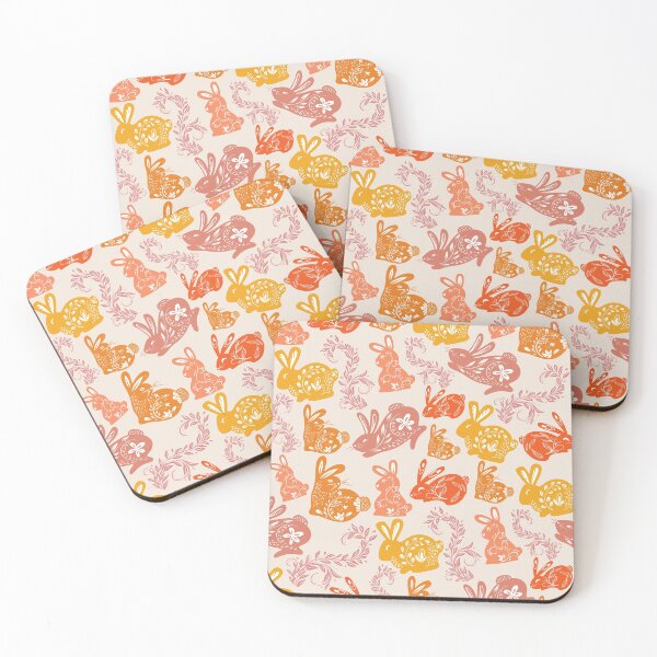Item preview, Warm beige cute bunnies plants pattern gift design designed and sold by Michael Schmidt.