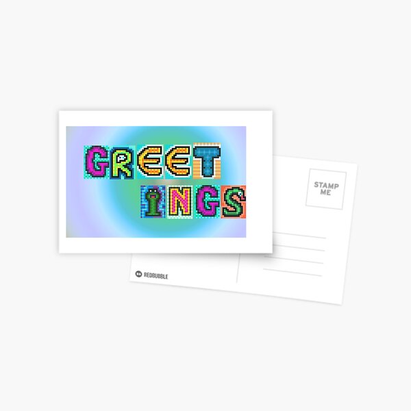 GREETINGS pixel art slogan Postcard
