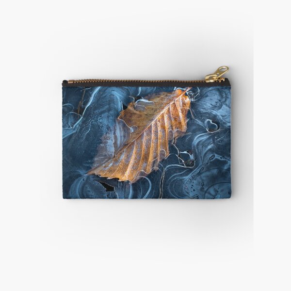 Item preview, Ice covered autumn leaf in frozen puddle designed and sold by Kipcio.