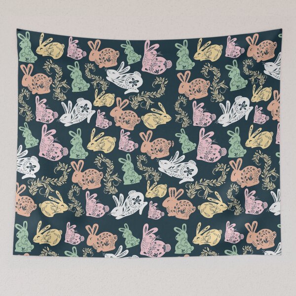 Item preview, Pastel colors cute bunny plants pattern gift design designed and sold by Michael Schmidt.