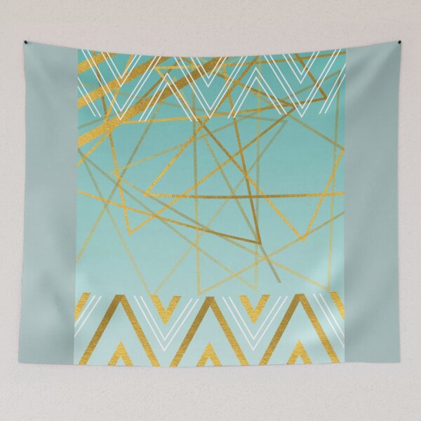 Item preview, Turqoise trending Design with golden stripes designed and sold by The Pattern Artist.