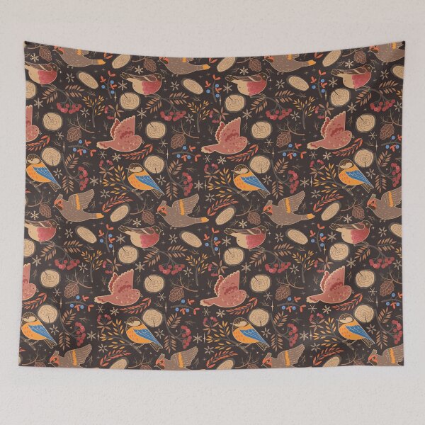 Item preview, Pattern with winter birds designed and sold by burbura.