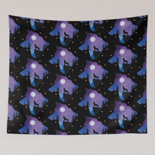 Item preview, T-shirt wolf Moon Shirt Wolf Moon tree sky Stars Shirt designed and sold by BoxHM.