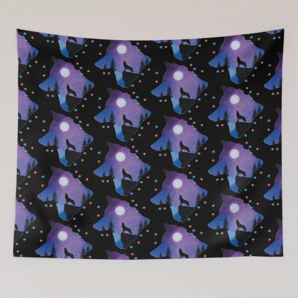 Item preview, T-shirt wolf Moon Shirt Wolf Moon tree sky Stars Shirt designed and sold by BoxHM.