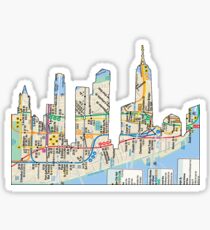 Pegatina NYC Subway map NYC CIty Skyline, incluida la construcción del estado imperio