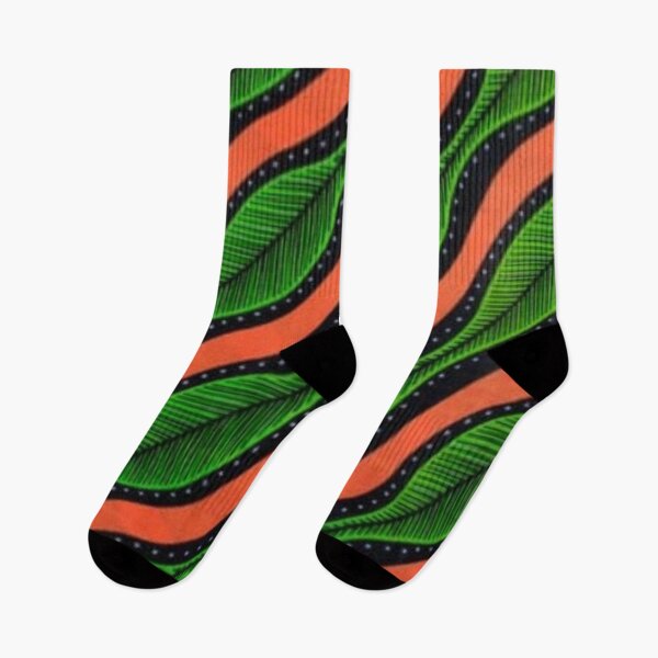 Item preview, Peachy Green Leaves African Wax Print designed and sold by africanvisuals.
