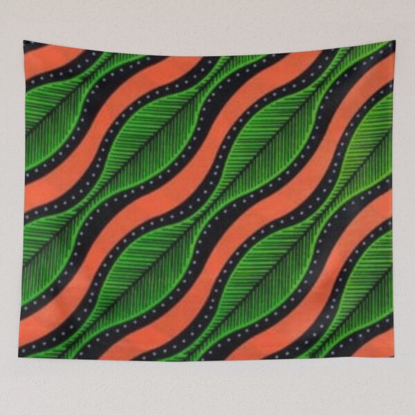 Item preview, Peachy Green Leaves African Wax Print designed and sold by africanvisuals.