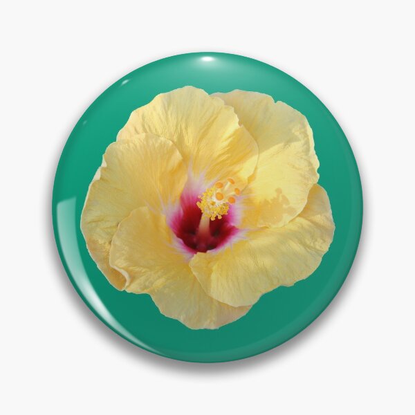 Item preview, Yellow Single Hibiscus with Red Center on Green designed and sold by STHogan.
