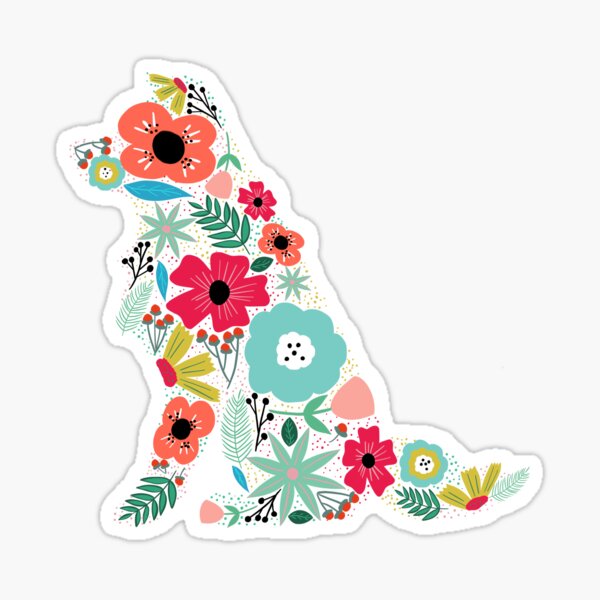 Border Collie Floral Sticker