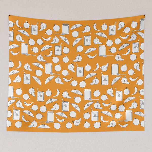 Item preview, Black White Rosh Hashanah symbols on Orange background designed and sold by sigdesign.